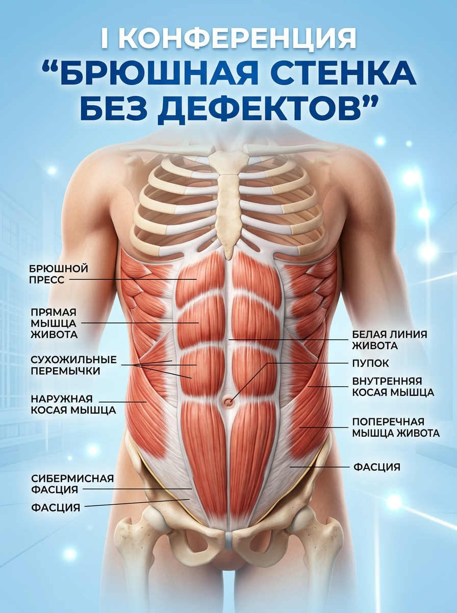Иллюстрация конференции с анатомией брюшной стенки